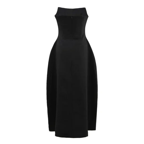 Stunning Embellished Crystal Bodice Midi Dress/Black Gown - Picture 5 of 6